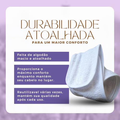 Quero & Preciso, 3 Faixa Atoalhada P/Cabelo Ajustável Branca Tiara Estética Skin Care