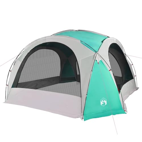 vidaXL Partyzelt, Festzelt mit Netzwände, Pavillon Wasserdicht Tragbar, Gartenzelt Campingzelt Gartenpavillon, Grün 185T Polyester
