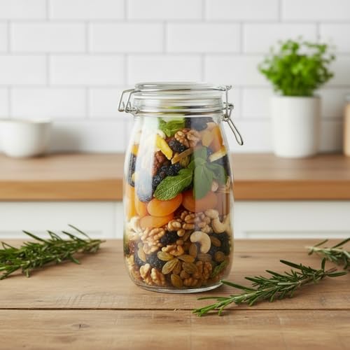 Image of ginoya brothers - Kitchen Glass Jar (1, 1500 Ml. Round Clip Jar)