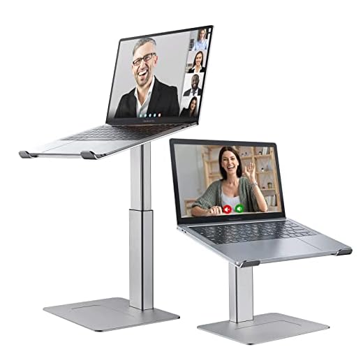DEEDRR Laptop Stand for Desk, Ergonomic Sitting and Standing Laptop Riser for Notebook MacBook 11-17 Inches，DJ Laptop Stand Adjustable Height from 7-15 Inches Aluminum(Silver)