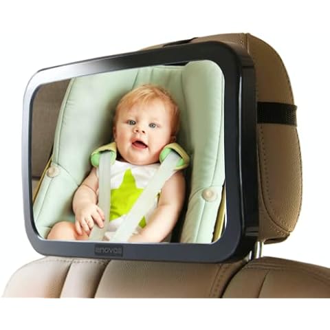 Enovoe Baby Car Mirror with Cleaning Cloth - Wide, Convex Back Seat Baby Mirror for Car is Shatterproof and Adjustable - 360 Swivel Rear Facing Car Seat Mirror Helps Keep an Eye on Your Infant Cover