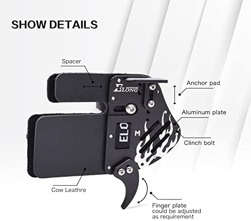 Elong Archery Recurve Bow Finger Tab Genuine Leather + Aluminum Plate Adjustable Finger Guard Protective Gear for Right Hand