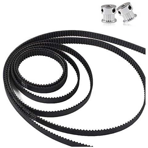 ALMOCN 6PCS GT2 Timing Belt 110mm 158mm 200mm 300mm 400mm 610mm Closed Loop Timing Belt Width 6mm + 2PCS GT2 Timing Belt Pulley 20 Teeth 5 Bore for 3D Printer Dishwashers Packaging Machinery Cover