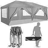 COBIZI Faltpavillon 3x6m Wasserdicht Stabil,Outdoor Partyzelt 3x6m mit 6 Seitenwänden Anti-UV Gartenpavillon Pop Up Camping Pavillon für Hochzeiten,Freien,Garten,Party,Markt,Grau