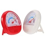 BESPORTBLE 2 Termómetros para Frigorífico de Plástico, Indicador de Temperatura Interior y Exterior, Mini Medidor Práctico para Congelador, Juego 2 Piezas Blanco y Rojo, Uso en Cocina y