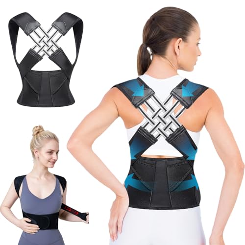DRADERCH Correcteur de Posture Posture Correcteur dos Femme Homme,Réglable Maintien dos Léger et Respirant pour Redresse Le Dos, Les Épaules et Le Cou