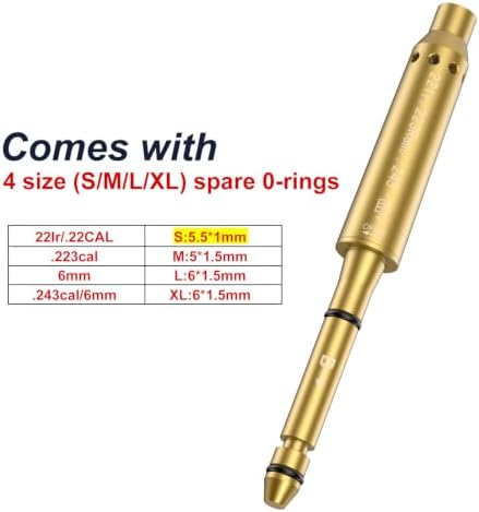 Tipfun .22LR/.177 Cal/ 9mm /.375 Cal / .41 Cal / 40sw/10mm Red Laser Boresighter Bore Sight End Barrel Easy to Fit Revolvers Pistols Rifle and Air Guns with Batteries Detail