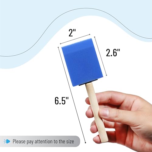 Image of Bates- Foam Paint Brushes, 2 Inch, 75 Pack, Blue Foam Brushes for Painting with Lightweight Wooden Handles
