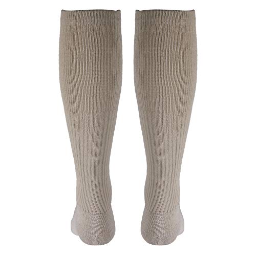 Image of Truform Compression Socks, 15-20 mmHg, Men's Gym Socks, Knee High Over Calf Length, Tan, Large