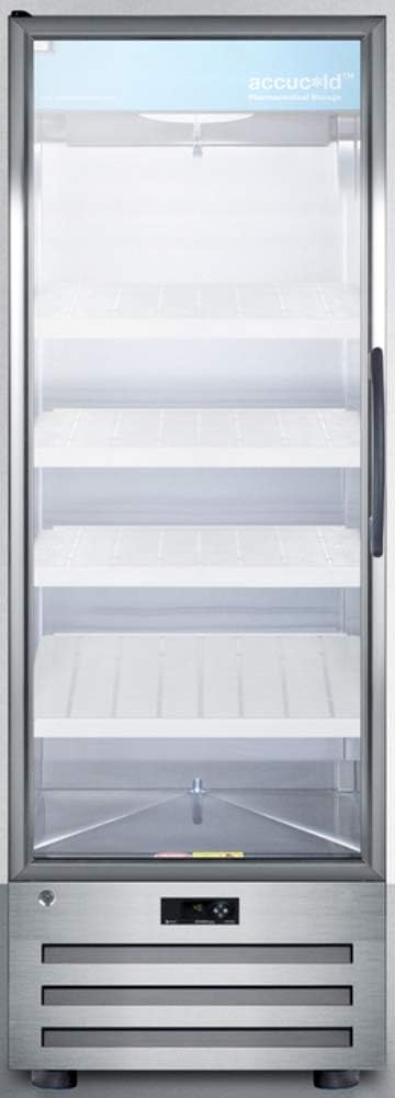 Summit Appliance ACR1415LH Accucold 24" Wide Pharmaceutical All-refrigerator with Left Hand Door Swing, Glass Door, Lock, Digital Thermostat and a Stainless Steel Interior & Exterior Cabinet