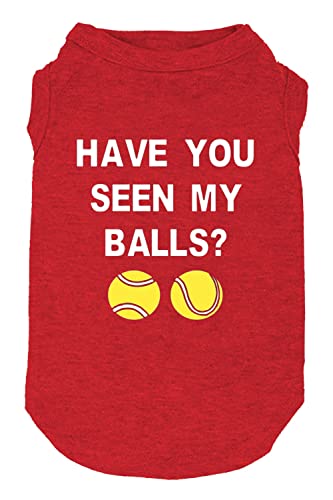 Have You Seen My Ball Dog Funny Clothes Shirts Print Vest for Small Large Dog T Shirts Puppy Apparel (X-Large, Red01)