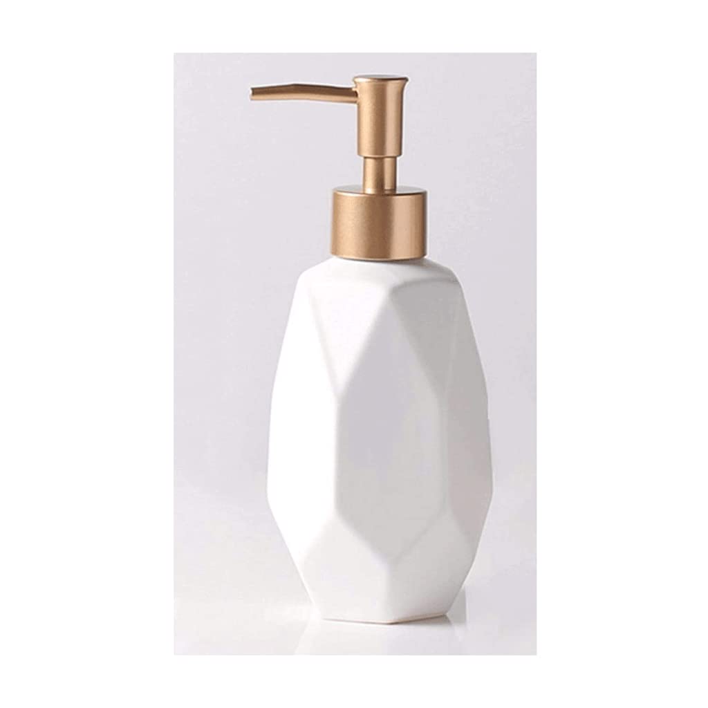 NZPOST Distributore di Sapone Ricaricabile da 11,8 Once, distributore di Sapone in Ceramica con Design a rombo, distributore di lozione Manuale Ricaricabile (Bianco)