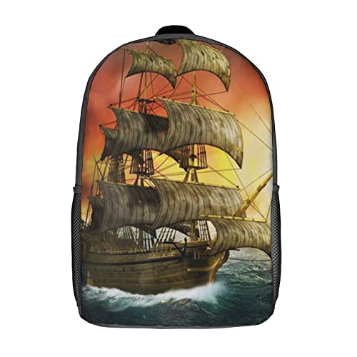 Sac à dos 17 pouces imprimé 3D bateau unisexe pour adultes et école