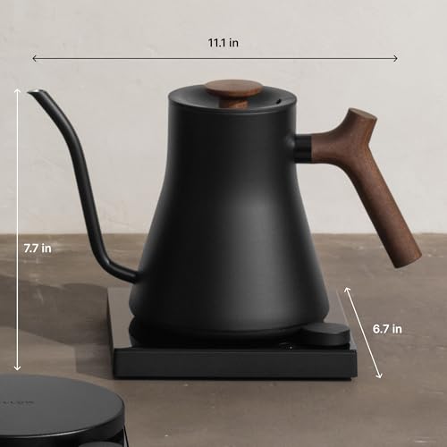 Image of Fellow Stagg EKG Pro Studio Edition Electric Gooseneck Kettle - Pour-Over Coffee, Tea, Quick Heating, Precise Temperature Control, Scheduling, Built-in Brew Timer-Matte Black with Walnut Handle, 0.9 L