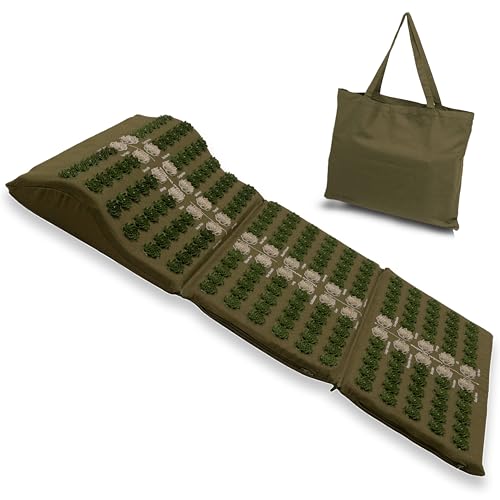 Image of Core Asana Acupressure Mat Massager for Foot, Back, Neck and Joint Pain Relief, Reduce Stress & Tension with Pillow, Reflexology Accupressure Set (Asparagus Green)