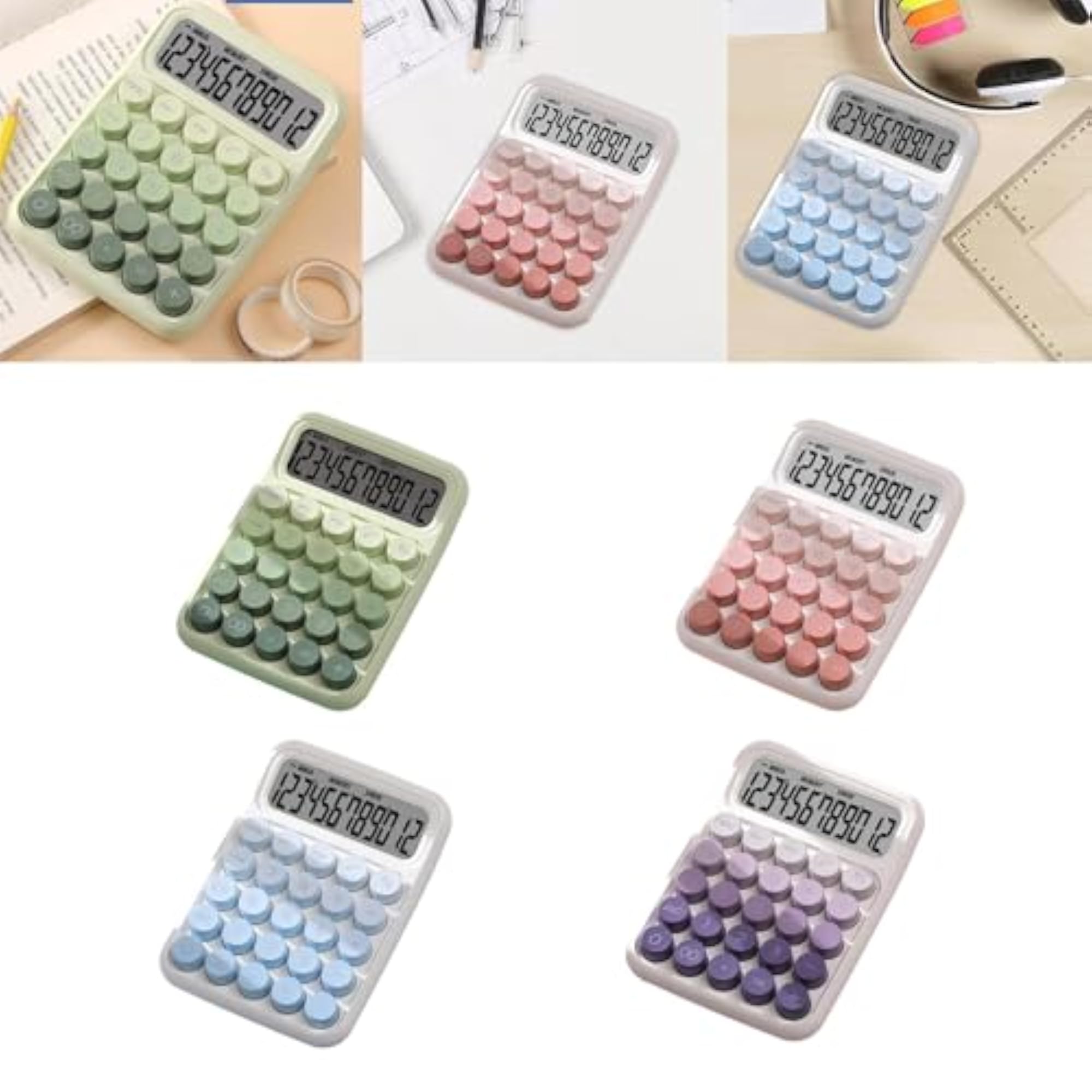 Mechanical Switch Calculator Handheld for Basic Numerical Calculation Sturdy Gradient Green