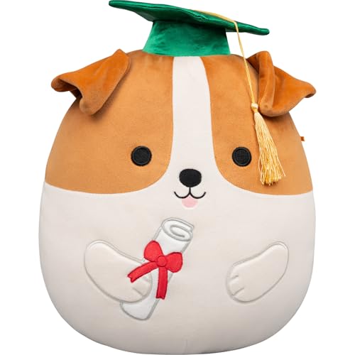 Squishmallows Original 12in Brenden the Jack Russell Terrier in Graduation Cap – Official Jazwares Plush (Medium-Sized) - image 1