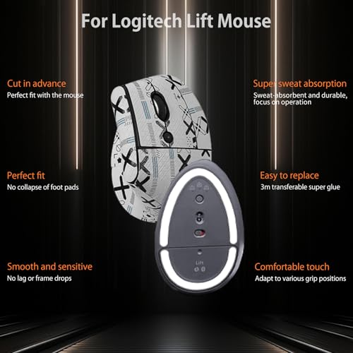 Cinta de agarre para ratón vertical Logitech Lift autoadhesiva y precortada 2