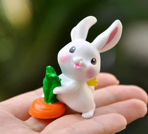 Image of VRB Dec 4 Pcs Miniature Showpiece Set for Home Decor,Car Dashboard,Valentine,Living Room,Gifts Figurines,Cake Decoration Items,Figurines for Home Decor. (6 Pcs Rabbit Set)