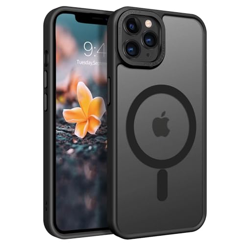 GUAGUA Strong Magnetic for iPhone 11 Pro Max Case [Compatible with MagSafe] [Military Grade Protection] Translucent Matte Back Slim Shockproof Anti-Scratch Phone Cover 6.5-Inch, Black