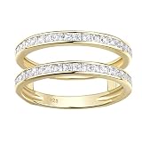 Wuziwen Vintage Womens Guard Ring Enhancer for Promise Ring Ladies Yellow Gold AAAAA CZ Size 8