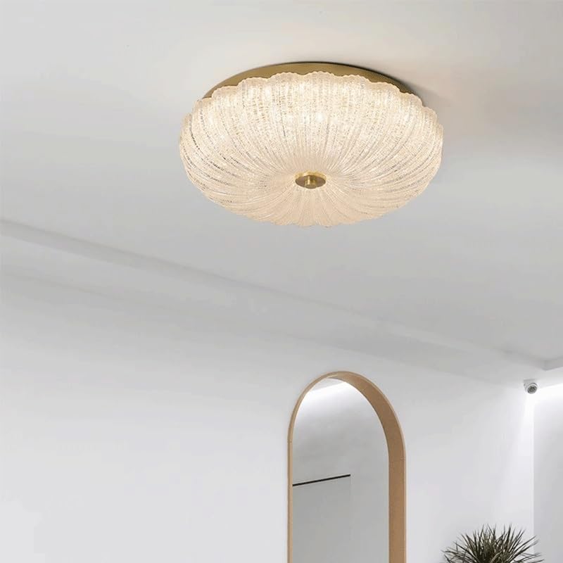Lámpara de techo de cristal blanco estilo francés de lujo con luz LED regulable 3