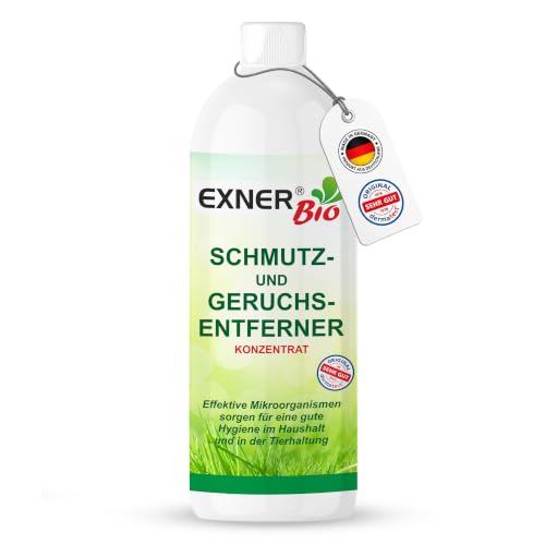 Exner Bio Désodorisant et détachant - Avec micro-organismes contre les taches et les odeurs - Pour animaux de compagnie, maison et voiture - 100 % naturel et doux - 1 litre de concentré