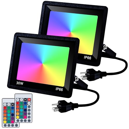 FTL-RGB-Flood-Light-Outdoor-30WColor-Changing-Floodlight-with-Remote-ControlDimmable-16-Colors4-ModesTimingIP66-Waterproof-Color-Changing-Landscape-Light-for-Party-Garden-US-3-Plug2-Pack
