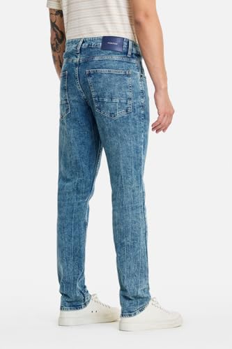 Image of SNITCH Men Slim Fit Jeans| Streetwear Acid Wash Denim for Casual Outings| Stretchable Spandex Blend & Durable Cotton Fabric for All-Day Modern Urban Style