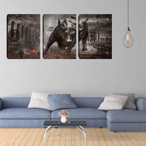 Yetaryy 3P-NEWBULL-S Motivational Wall Art Canvas Print Bull Office Decor 3 Pieces Inspirational Framed Prints Entrepreneur Quotes Decoration Framed Ready To Hang thumb #4