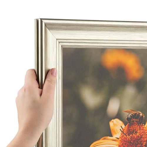 ArtToFrames 28x38 Inch Silver Picture Frame, This 2.00 Inch Custom MDF Poster Frame is Silver Ridged, Great for Your Art or Photos - Comes with Economy Acrylic