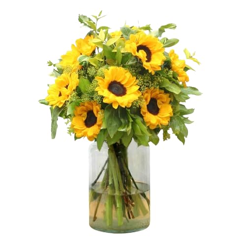 DECOALIVE Ramo de Girasoles Natural con Flores Fáciles de Cuidar