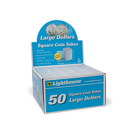 Lighthouse Square Coin Tubes for Large Dollars - 50 pack