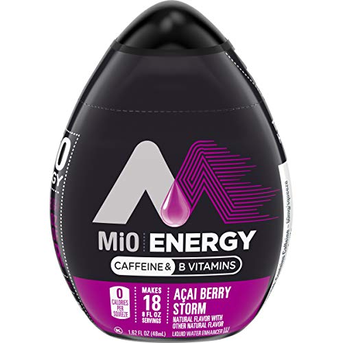 MiO Energy Acai Berry Storm Naturally Flavored Liquid Water Enhancer with Caffeine &amp; B Vitamins, 1.62 fl oz Bottle, Pack of 12