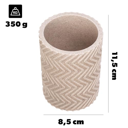 KADAX Zahnputzbecher aus Polyresin, Zahnbürstenbecher, Moderner Becher für Zahnbürsten & Zahnpasta, Zahnbürstenhalter für Waschbecken, Badezimmer Zubehör (Beige)