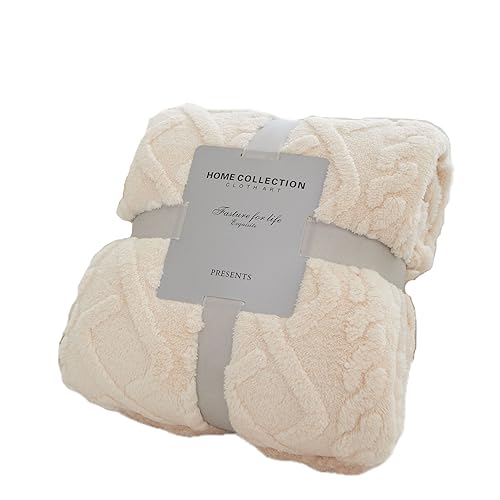 HUIEYE Coperta in Pile, Coperta in Velluto Taffetà,Morbida e Calda Coperta Neonato,In Velluto Corallo, per Quattro Stagioni e Coperte da Letto, per Culla e Letto e Divano,70x100cm(Avorio)