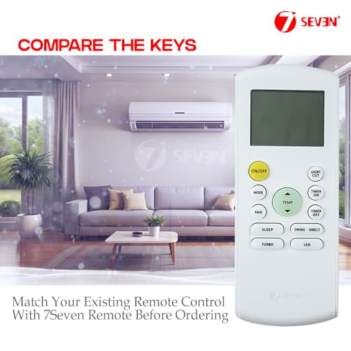 Image of 7SEVEN Compatible for Onida AC Remote Original RG57A2 /BGEF Model 184 1 1.5 2 Ton Split and Window Air Conditioner - Match Exactly with Existing Onida ac Remote Control