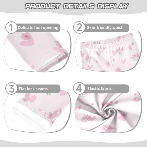 Flower Pink Girls Leggings,Workout Leggings for Girls Toddler Athletic Leggings Size for 3-10T3