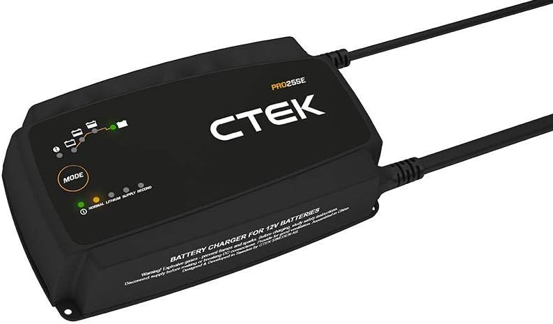 CTEK PRO25SE, Professional, 12V Battery Charger and Power Supply, Battery Tender Charger, Battery Maintainer, 12V Lithium Ion Battery Charger with Reconditioning Mode and Battery Desulfator