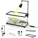 NESTSOUL Turtle Tank Kit for Small Turtles, Hatchlings, Aquatic Pets-7.8Gallon with Basking Platform, Timed Heat Lamp & Rain Filter(19.7'*9.5'*9.6')
