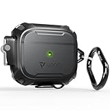 Picture of Vena vArmor Rugged Case Compatible with Apple Airpods 3 2021, (Secure Lock Mechanism) Heavy Duty Full Body Shockproof Protection Cover with Carabiner for Airpod 3rd Generation - Black/Space Gray