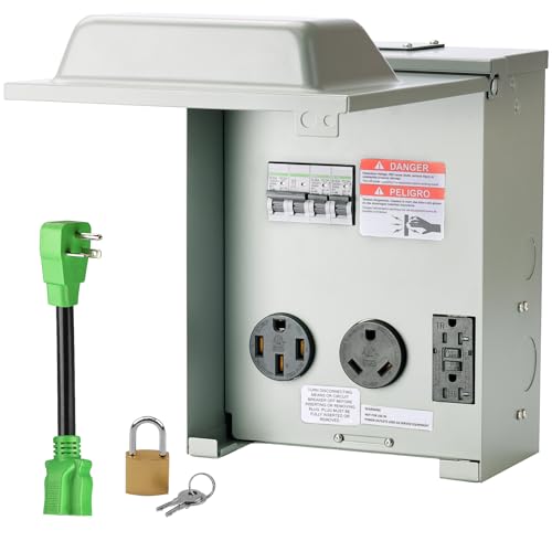 RVINGPRO ETL Listed RV Temporary Power Outlet Panel with Breaker, with 20, 30, 50 Amp RV Receptacle, RV Electrical Outlet Breaker Panel for RV, Camper, Travel Trailer