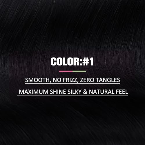 Image of YoungSee 28 Inch Tape in Hair Extensions Human Hair Black Tape in Extensions Real Human Hair Black Girl Tape ins Human Hair Extension for Long Hair 50g 20pcs