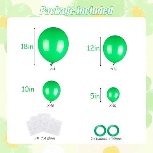 Image of 114pcs Green Balloons Kit - 18 /12 /10 /5 Inch Latex Balloon Garland Arch Set for Christmas, Birthday, Graduation, Anniversary Party Decorations