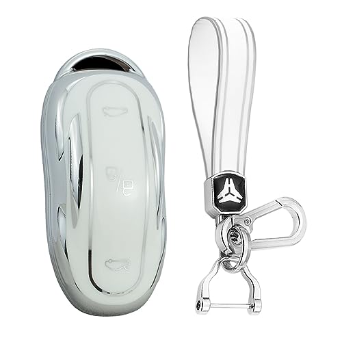 Coque de clé Tesla Model X KUNIO en TPU blanc à 3 boutons protection robuste