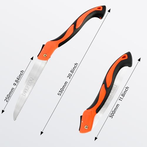 3PCS DWKFEOQ Folding Saw and Stainless Steel Cable Saws Set, 11.8 Inch Long Blade Hand Saws for Wood Camping, Dry Wood Pruning Saw With Hard Teeth, Quality SK-5 Steel - Image 2