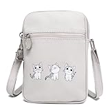 AOCINA Small Crossbody Purse kawaii Phone Purse Cute Little Wallet Key Bag Gifts for Teen Girls Daughter Trendy Stuff(Grey-Three Cat)