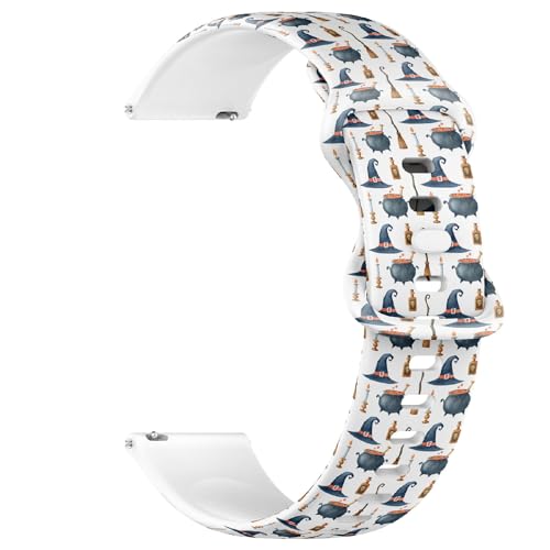 Compatible with Garmin Fenix 7/7 Pro, Fenix 6/6 Pro, Fenix 5/5 Plus, Epix (Gen2) / Epix Pro (Gen2), 22mm Sport Watch Band (Halloween Watercolor Witch) Silicone Soft Strap Bracelet