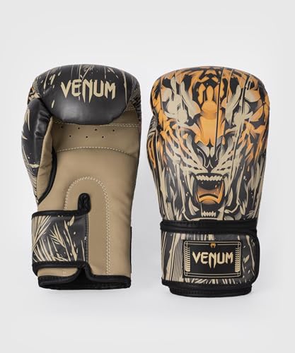 Venum Tiger Boxing Gloves - Black/Neon Orange - 14-Ounce