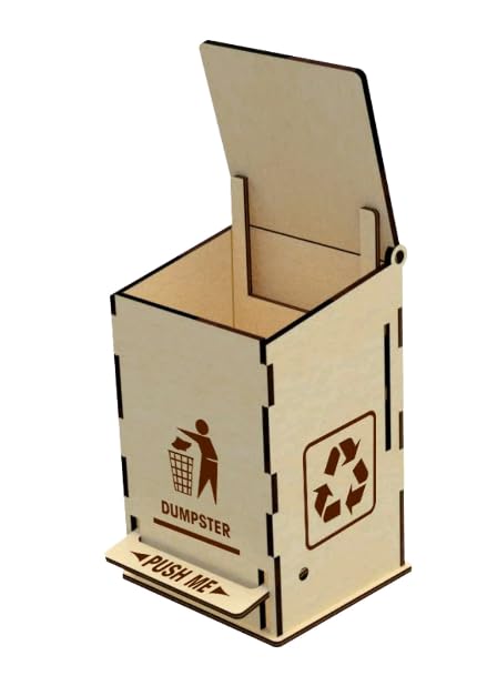 LASERMEECRAFT Miniature Wooden Pedal Bin - Desk Wastebasket, Small Trash Can, Novelty Gift | Made in India, 7.6x7.3x12 cm